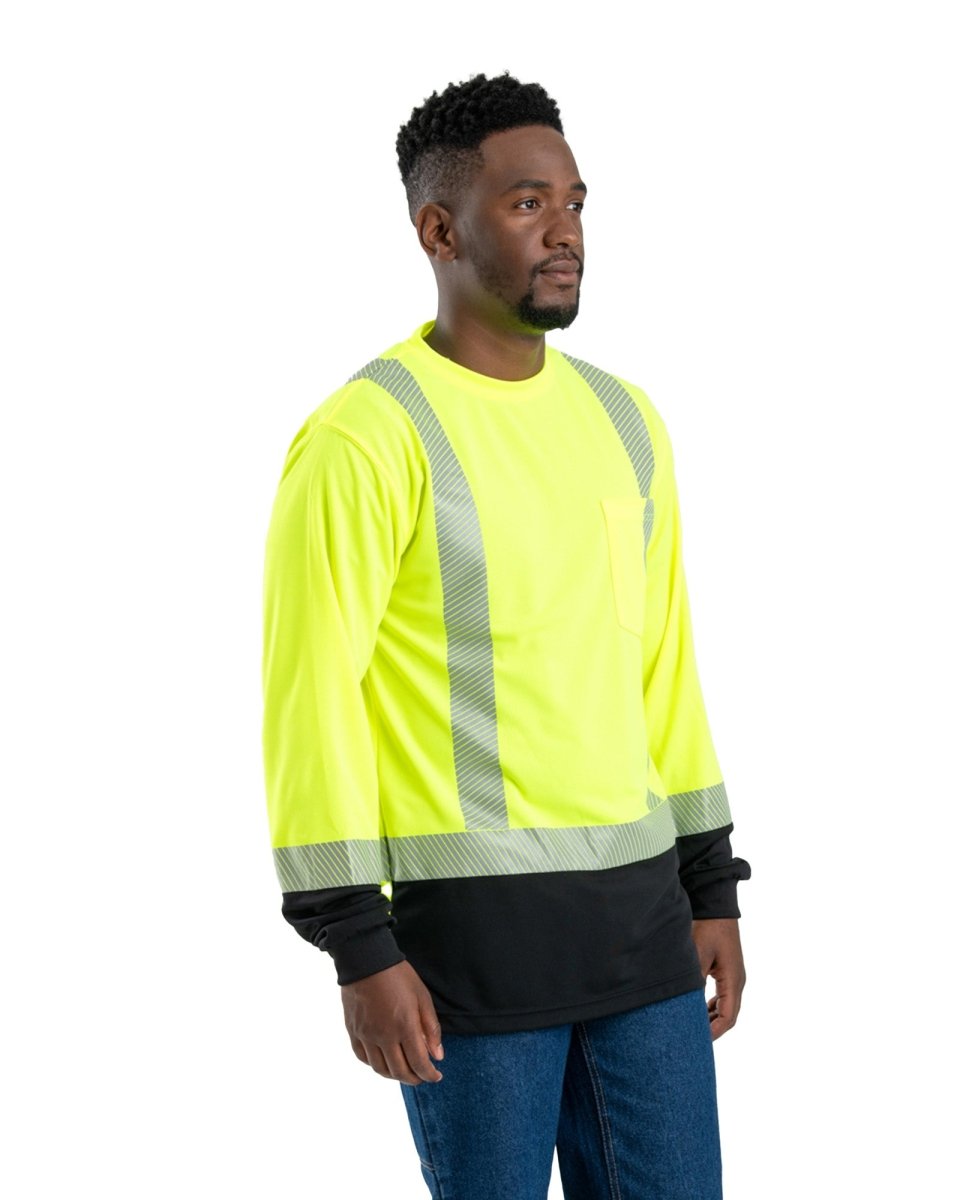 Hi Vis Class 3 Color Block Long Sleeve T-Shirt - Berne Apparel