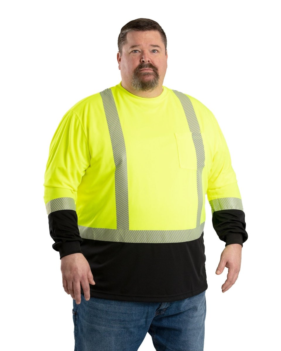 Hi Vis Class 3 Color Block Long Sleeve T-Shirt - Berne Apparel