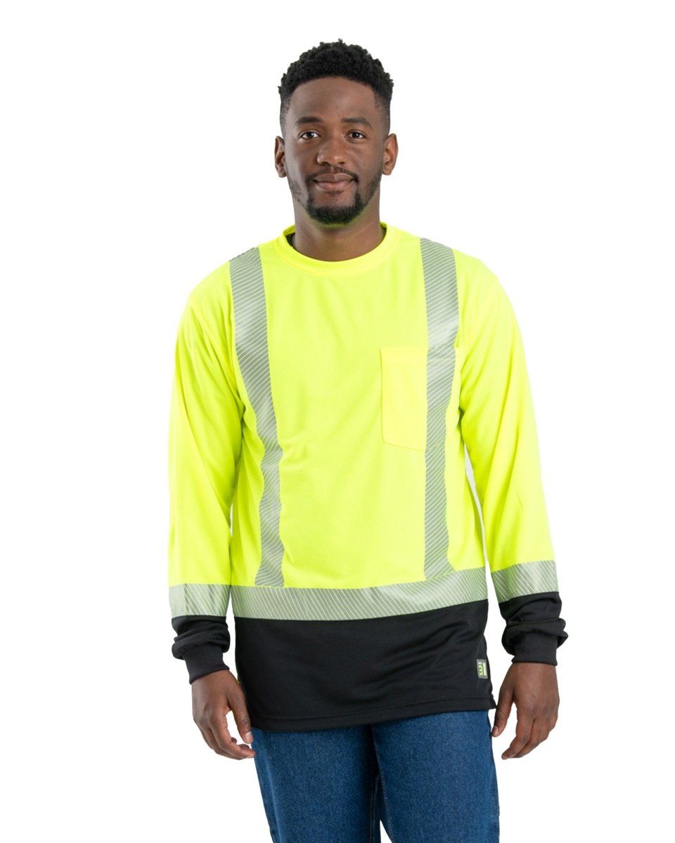 Hi Vis Class 3 Color Block Long Sleeve T-Shirt - Berne Apparel