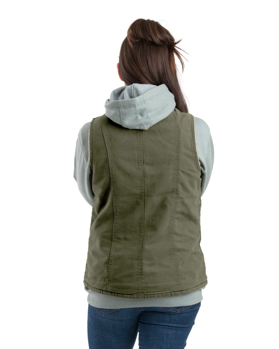 Women's Sherpa-Lined Softstone Duck Vest - Berne Apparel