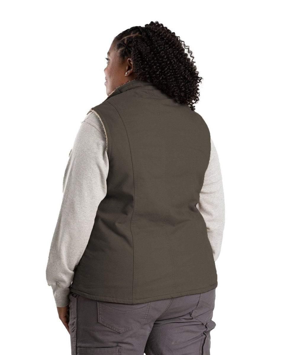 Women's Sherpa-Lined Softstone Duck Vest - Berne Apparel