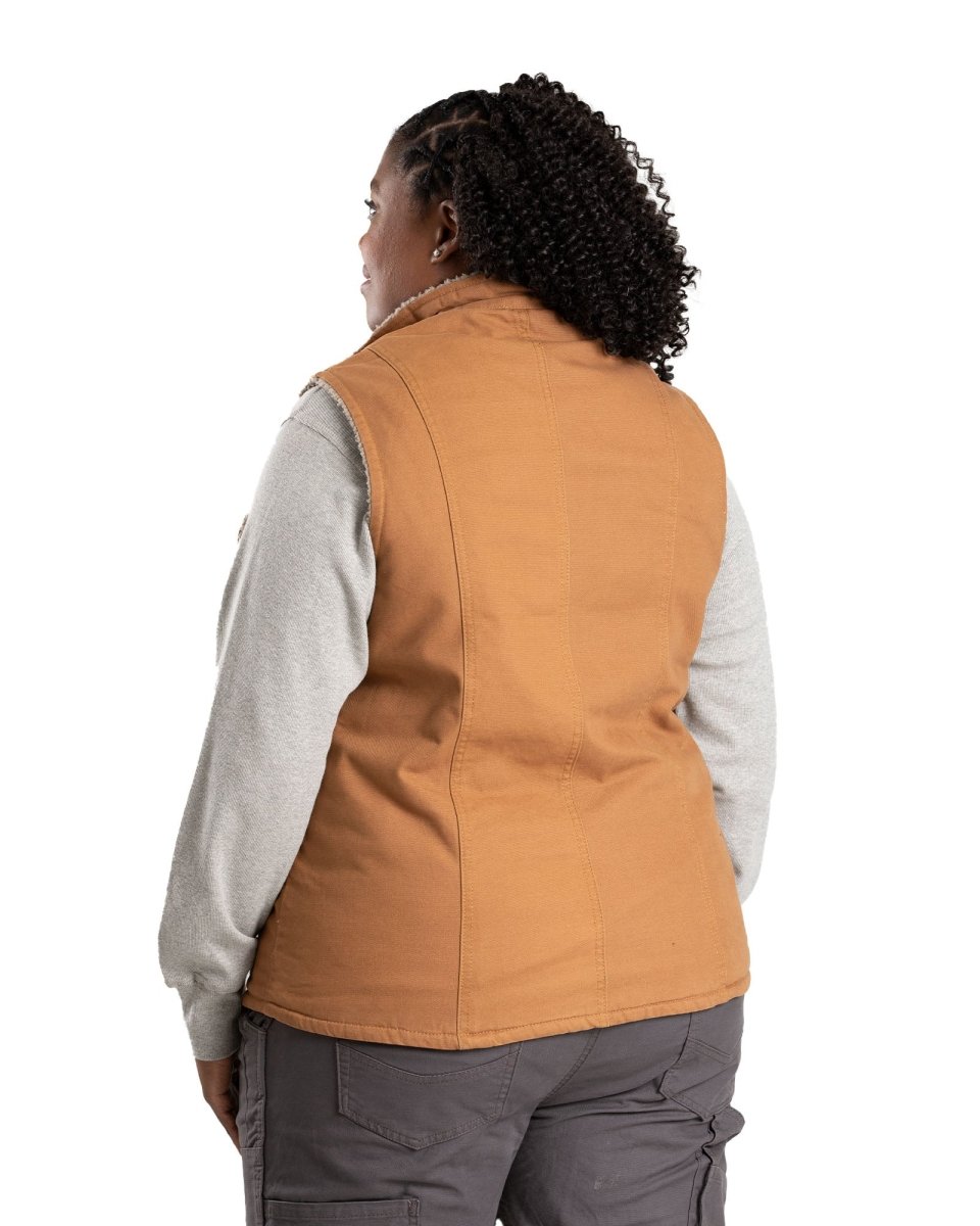 Women's Sherpa-Lined Softstone Duck Vest - Berne Apparel