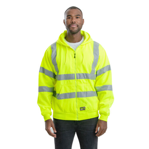 Mens Lined Hi-Vis Zip-Front Hooded Sweatshirt Thumbnail