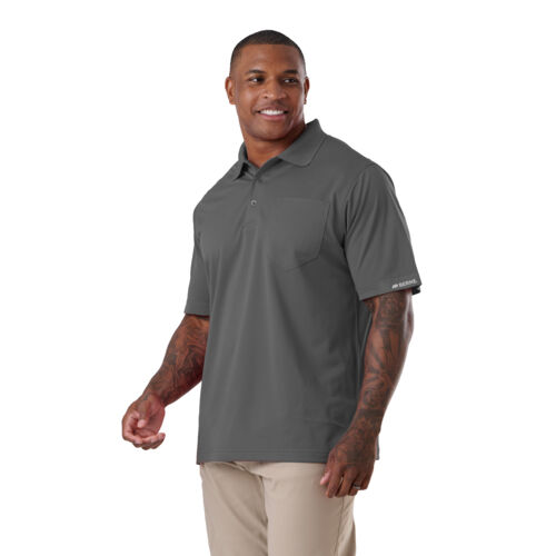 Short Sleeve Ribbed Collar Pocket Polo Shirt Thumbnail